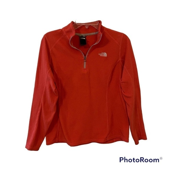 The North Face Orange Fleece Long Sleeve Quarter Zip Size Small - Picture 2 of 12
